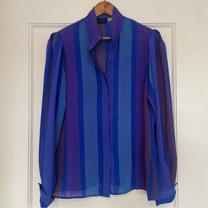 Chic Striped Blue and Purple Blouse